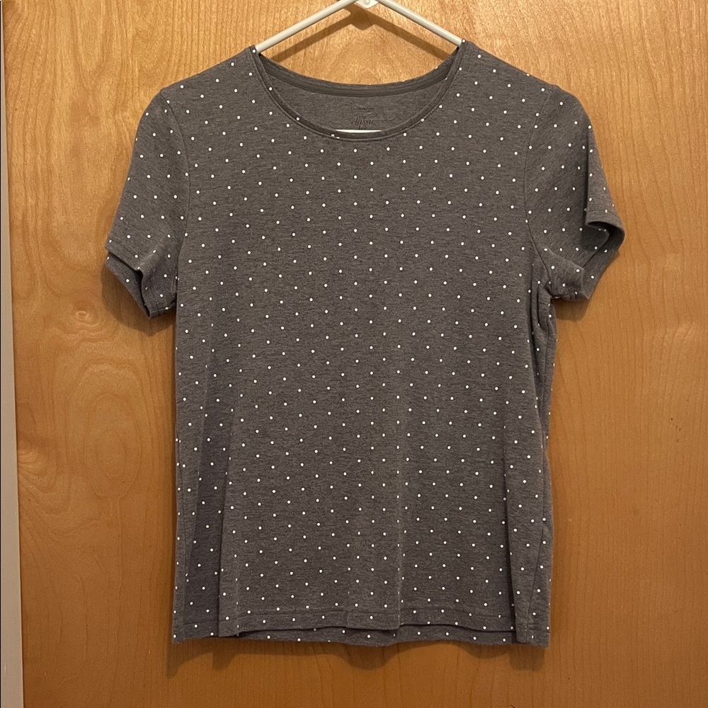 Croft & Barrow Gray Polka Dot Short Sleeve Tee